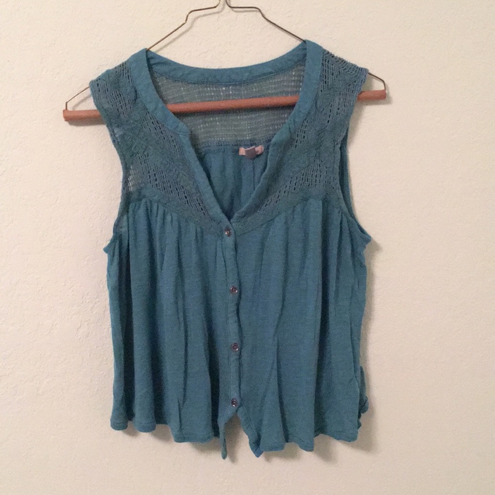 Eooté teal knit tank crop top